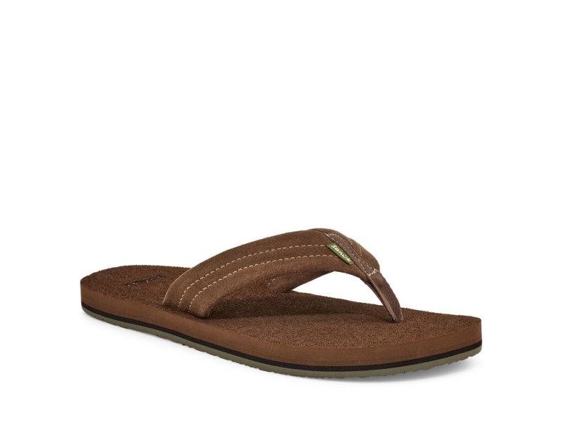 Sanuk Beer Cozy Stacker Suede - Sanuk Flip Flops Mens Brown - Philippines SFUQWK146